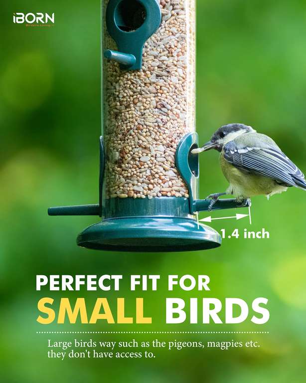 Metal Bird Feeders 6 Ports Heavy Duty All Metal Green Finishing 14 Inch sold by iBorn Fulfilled By Amazon