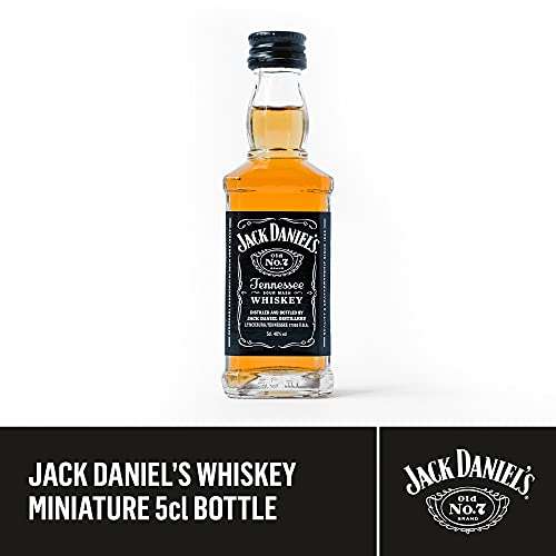 Jack Daniels Gifts - Official Jack Daniel's Old No. 7 Tennessee 5cl JD Whiskey Alcohol Miniature and Whisky Glass Rocks Tumbler