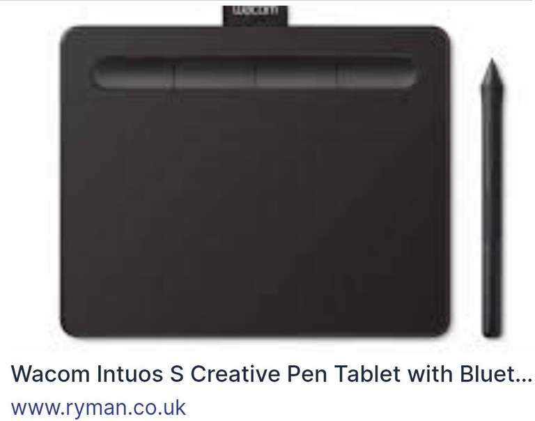 Wacom Intuos S Creative Pen Tablet £45 (+ Free Click & Collect or £3.95 Delivery) @ Ryman