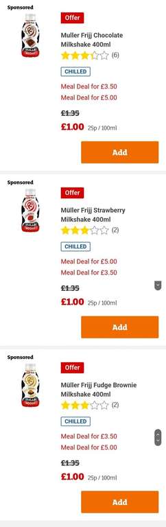Muller Frijj (all 3 flavours) Milkshake 400ml - £1 @ Sainsbury's