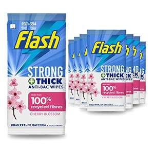 Flash Antibacterial Cleaning Wipes, 192 Extra Large Wipes (24 x 8), Blossom & Breeze £8 @ Amazon