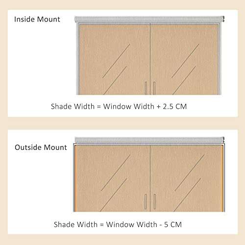 HOMCOM WiFi Smart Roller Blinds Work with TUYA App + Rechargeable Battery 80cm x 180cm - Sold and dispatched by MHSTAR