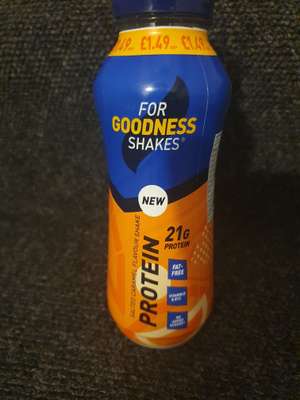 For Goodness protein shake Salted caramel flavour 330ml 59p @ Farmfoods Mitcham