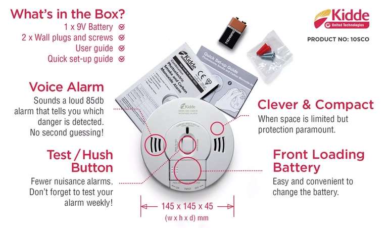 Kidde Combination Smoke and Carbon Monoxide Alarm with Voice Notification £11.98 Instore Only (Membership Required) @ Costco