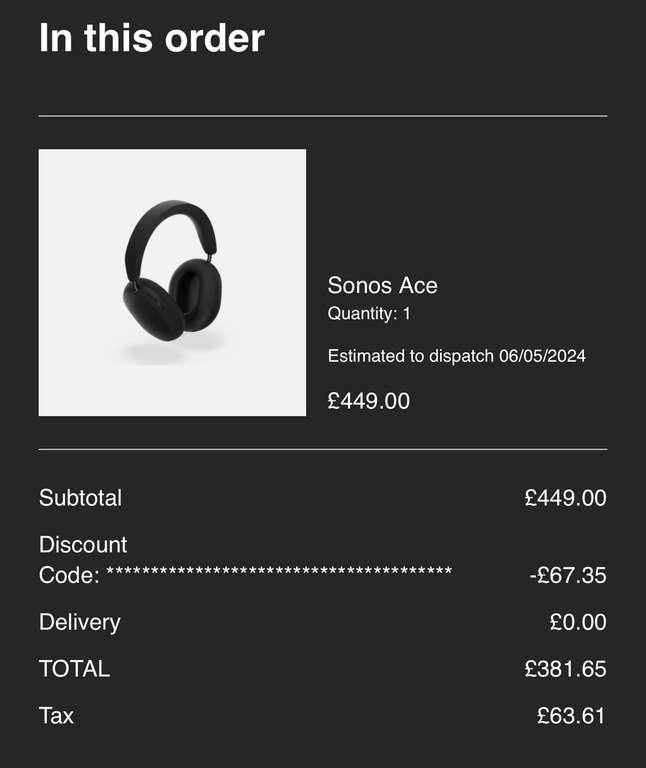 Sonos Ace Wireless Over-Ear Headphones With Student Discount