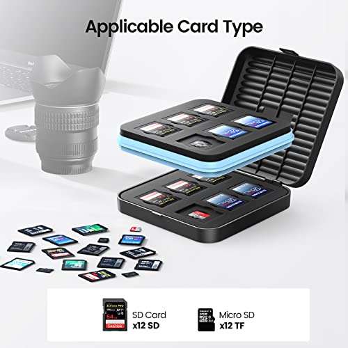 ORICO SD Card Holder, 24 Slots SD | for 12 TF Card & 12 SD Card, Water-Resistant, Anti-shock with voucher ORICO Official Store FBA