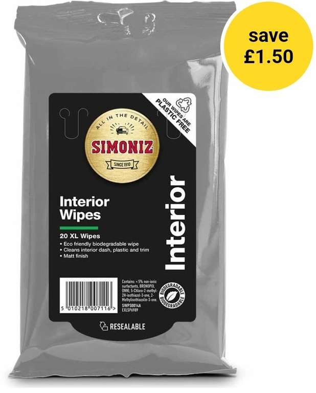 Simoniz Biodegradable Dash Wipes 20 Pack + Free Collection (Selected Stores) @ Wilko
