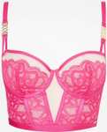 Entice Bright Pink / Black Balcony Sheer Lace Non-Padded Longline Bra - Free Click & Collect