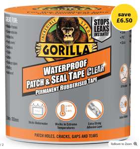 Gorilla Clear Waterproof Patch and Seal Tape 2.4m £12 free collection @ Wilko