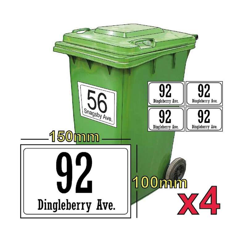 Pack of 4 Personalised Wheelie Bin Stickers - £1.45 delivered @ eBay / auctionpax