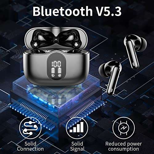 Wireless Earbuds, Bluetooth 5.3 Headphones In Ear with 4 ENC Noise Cancelling Mic with voucher - NBE.UK FBA