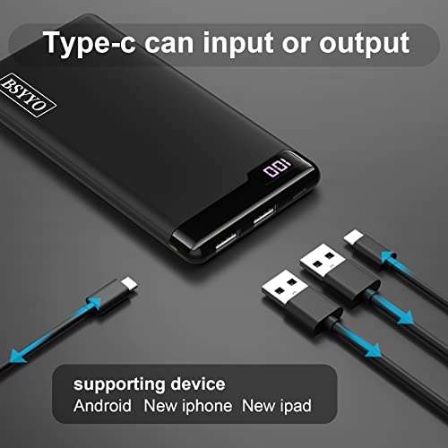 BSYYO power bank,15W 10000mAh LED display portable charger 3 USB ports,USB C input/output £9.99 @ Dispatches from Amazon Sold by Gsunc UK