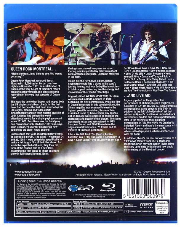 Queen: Rock Monteral & Live Aid Blu Ray at Checkout