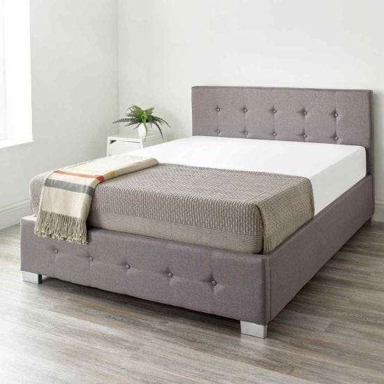 Aspire Upholstered Storage Ottoman Bed In Grey Linen Double