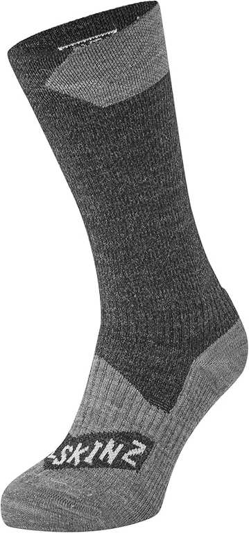 Sealskinz Unisex All Weather Waterproof Socks - Medium Length, Grey, Size Small