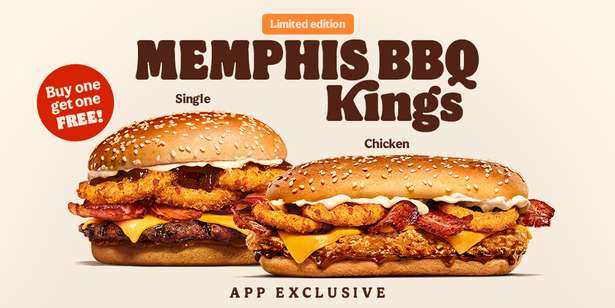 Burger King Brings Back Memphis BBQ Kings range – Buy One Get One Free Via App