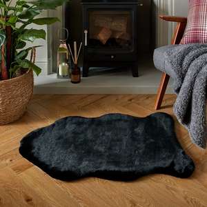 Black Supersoft Single Pelt Faux Fur Rug £5 @ Dunelm Free Click & Collect
