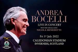 Andrea Bocelli Ticket - inverness - Silver - £47.50 / Gold - £62.60 / Platinum - £75 @ Living Social