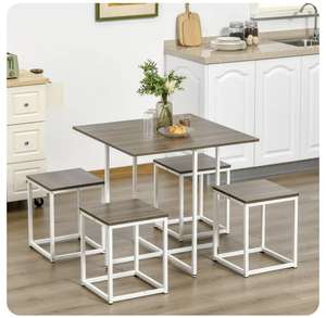 Modern 5-Piece Dining Table Set Metal Frame Square Kitchen Table with 4 Chairs £83.99 with code (UK Mainland) at Homcom EBay