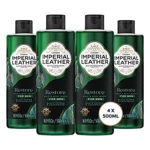 Imperial Leather Men Restore Shower Gel 2in1 Body Wash, Black Pepper and Cedarwood, Pack of 4 x 500 ml (£5.78/£6.46 with S&S)