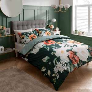 Sleepdown floral green white 100% cotton double duvet cover and pillowcases set (Single £9.72), Sold & Dispatched By Sleepdown_