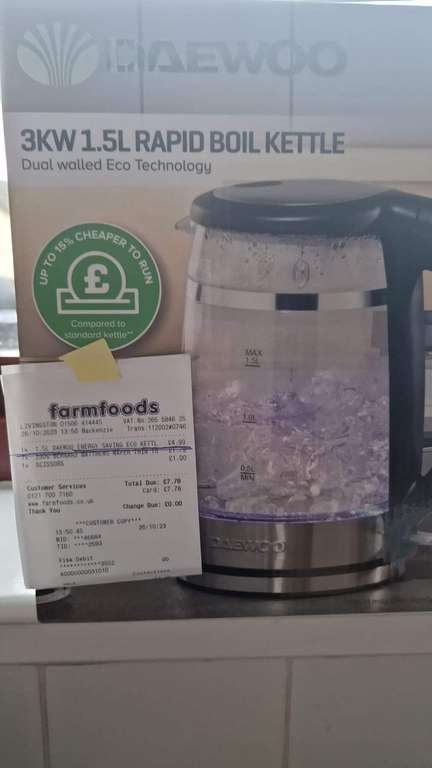 Daewoo Eco Cool Touch 3KW 1.5L Glass Kettle (Livingston)