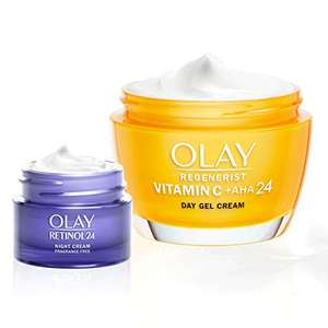 Olay Regenerist Vit C + AHA 24, 50ml Day Cream + Olay Retinol Travel Size Night Cream, 15ml £18.51/ £17.58 or less via sub & save @Amazon