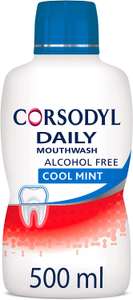Corsodyl Daily Gum Care Mouthwash Alcohol Free 500ml (Cool Mint) - £3 / £2.85 Subscribe & Save @ Amazon