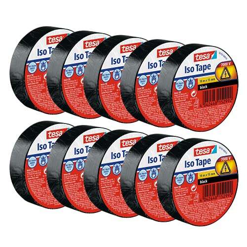 Tesa Insulating Tape - Self-adhesive Insulating Tape, Heat-Resistant (Pack of 10, Black) - £8.95 @ Amazon