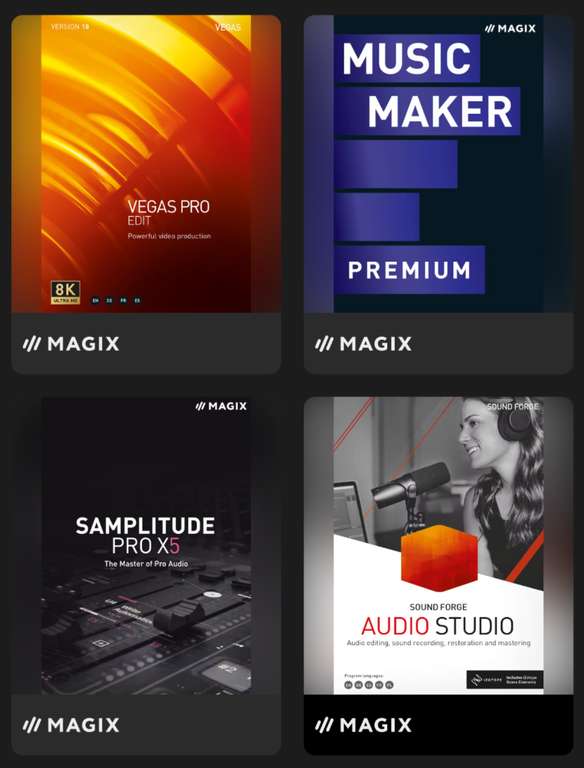 [PC] VEGAS Pro Edit 18 / MUSIC MAKER Premium 2023 / Samplitude Pro X5 / SOUND FORGE Audio Studio 15 - Software Bundle (price with code)