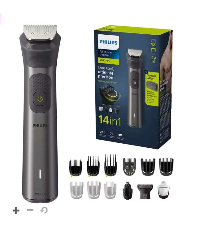 Philips Series 7000, 14-in-1 Multi Grooming Trimmer for Face, Head, and Body MG7940/75 (£58.49 with Student Discount or Code)