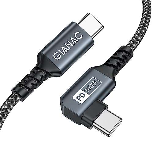 100W USB C to USB C Charger Cable 1M 90 Degree Fast Charger Cable PD 5A E-Mark Chip Phone Charger USB C Cable (30% Voucher) Sold by GIANAC