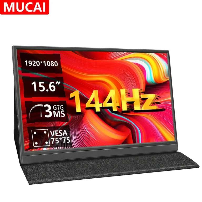 MUCAl 15.6 Inch 144Hz Portable Monitor FHD 1920*1080 Travel Gaming IPS Display - Built-in Speakers @ Cutesliving Store