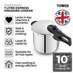 Tower T80244 Pressure Cooker with Steamer Basket, Stainless Steel, 6 Litre , Silver £44 @ Amazon
