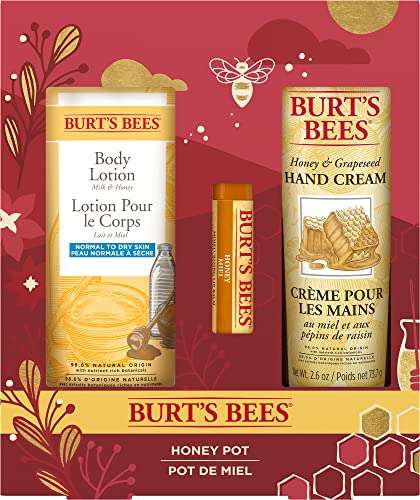 Burt's Bees Giftset, Honey Lip Balm, Hand Cream and Body Lotion, Honey Pot