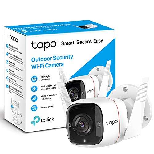 TP-Link Tapo Outdoor Security Camera, 2K, Automatic Siren, 2-way Audio, SD Storage (C310), £34.99 @ Amazon UK