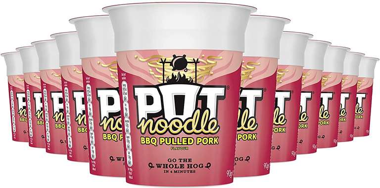 Pot Noodle BBQ Pulled Pork Standard Noodle, 90g, 60p + £4.99 Non prime (57p or less with S&S) @ Amazon