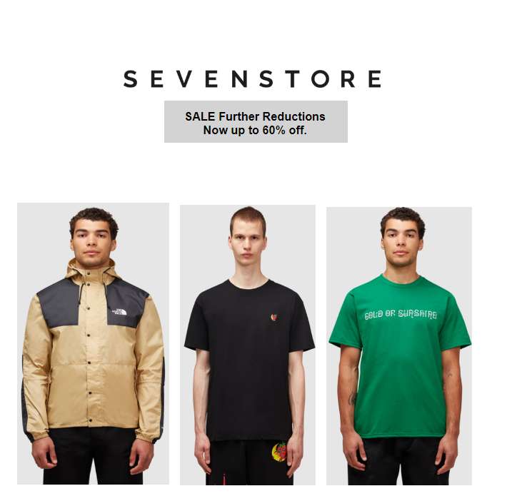 Up to 60% off the Sale Delivery £4.99 Free on £100 Spend @ Sevenstore