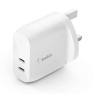 Belkin 40W USB Type C PD Wall Charger (Dual USB-C Ports for 20W Per Port Fast Power Delivery - £19.99 With Voucher @ Amazon