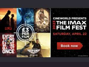 £3 Cinema Film Tickets Cineworld IMAX Film Fest 2023 @ Cineworld