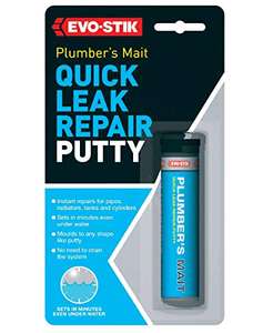 EVO-STIK Plumber's Mait Quick Leak Repair Putty, Instant Repairs for Pipes, Radiators, Tanks & Cylinders, Waterproof, 50g - £3.95 @ Amazon