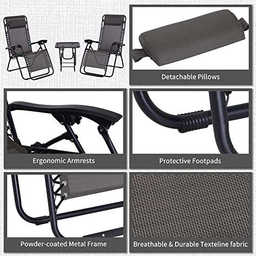 Folding Zero Gravity Chairs Sun Lounger Table Set - £59.99 - Sold and Fulfilled by MHSTAR @ Amazon
