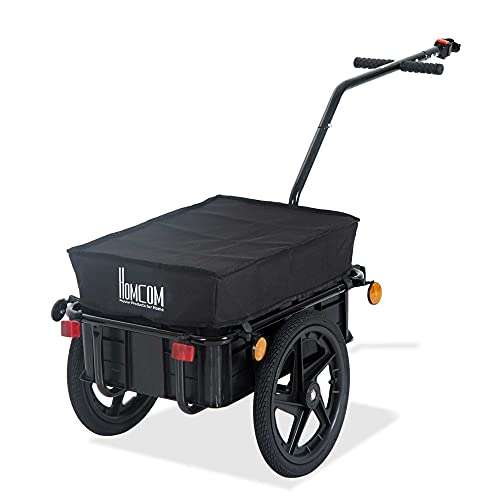 HOMCOM Bicycle Trailer Cargo Jogger Luggage Storage Stroller with Towing Bar - Black - Sold/Dispatches from MHSTAR