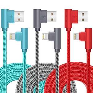 APFEN iPhone Charger Cable 3Pack 2.8M 90 Degree Lightning Cable Nylon Braided MFi Certified Sync iPhone Cable - Sold by OCEEK / FBA