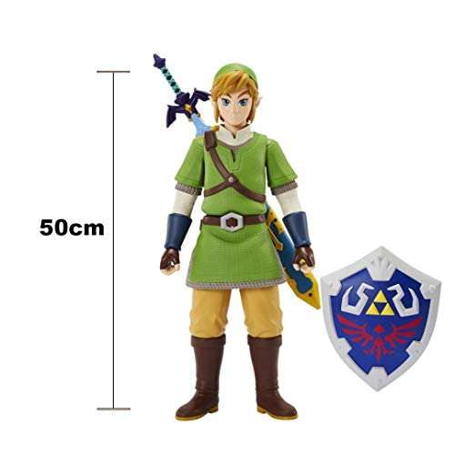 Legend Of Zelda Nintendo The Link Action Figure 20" / 50 cm. Includes 7 Points of Articulation Iconic Shield, Sword, and Sheath