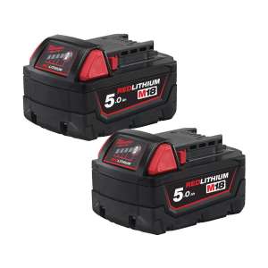 Milwaukee M18B5 18v 5Ah Red Battery Twin Pack (2x5Ah) with code - sold by fastfixbristolltd