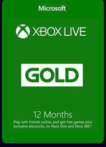 12 Month Xbox Live Gold Membership (WW)
