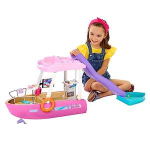 Barbie Dream Boat, Pink Boat with 6 Play Areas Including Pool and Slide, 20 Doll Accessories