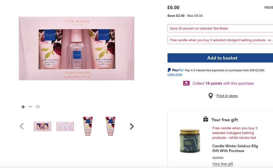 25% Off selected Ted Baker Gift Sets - from just £6.00 + Free candle ...