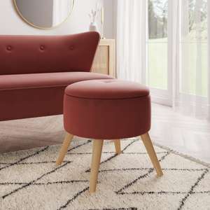 Coral Pink Velvet Storage Footstool £34.50 @ Dunelm (Free Click & Collect at Stores or £3.95 delivery)